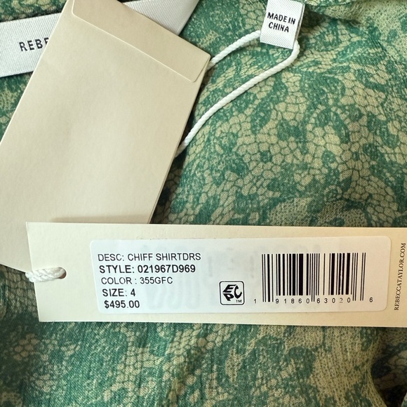 Floral Ruffle Long Sleeve Silk Chiffon Shirtdress Rebecca Taylor - Picture 12 of 13